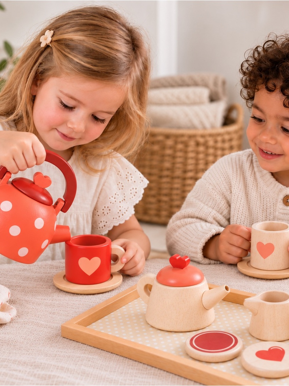 NWT Mentari Wooden Dotty Kettle Toy